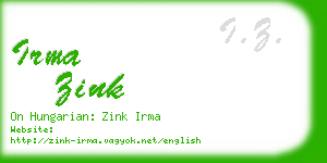 irma zink business card